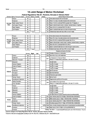 Range of Motion Assessment PDF  Form