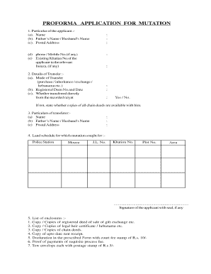 Proforma Application for Mutation