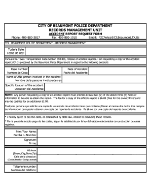 Beaumont Police Reports  Form