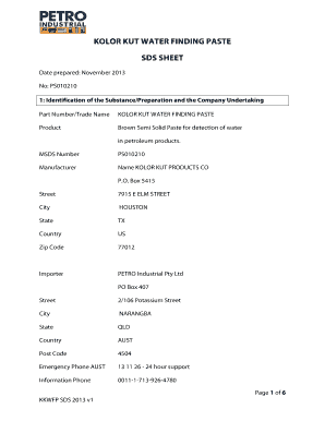 Kolor Kut Water Finding Paste Sds  Form