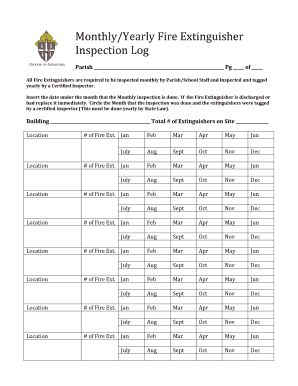 Printable Monthly Fire Extinguisher Inspection Form Template Excel