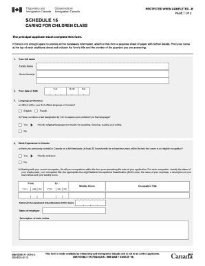 Imm0008 Caring for Children Schedule 15  Form