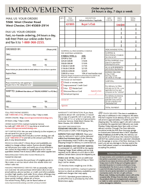 Order Form Improvements Catalog