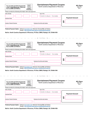 Nc Garnishment Fill in Payment Coupon  Form