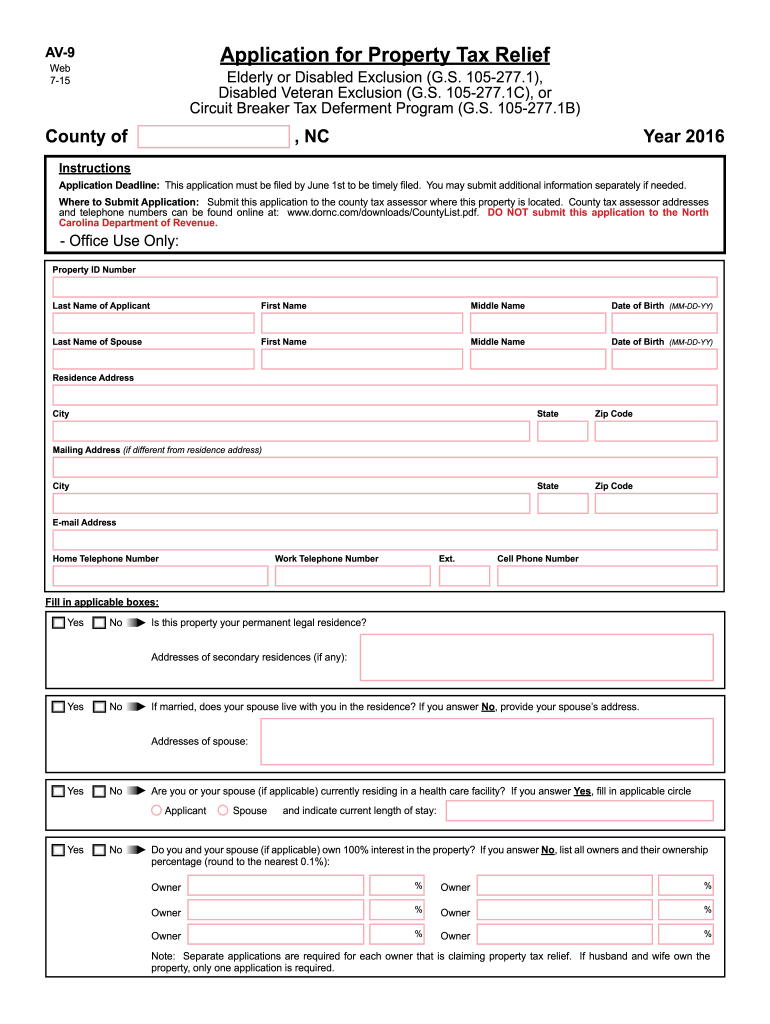 AV 9 Department of Revenue  Form