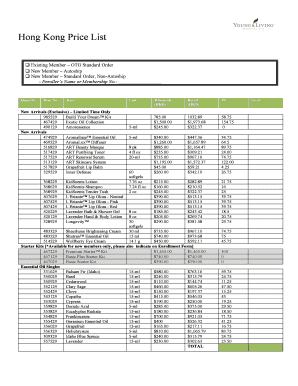 Young Living Price List PDF  Form