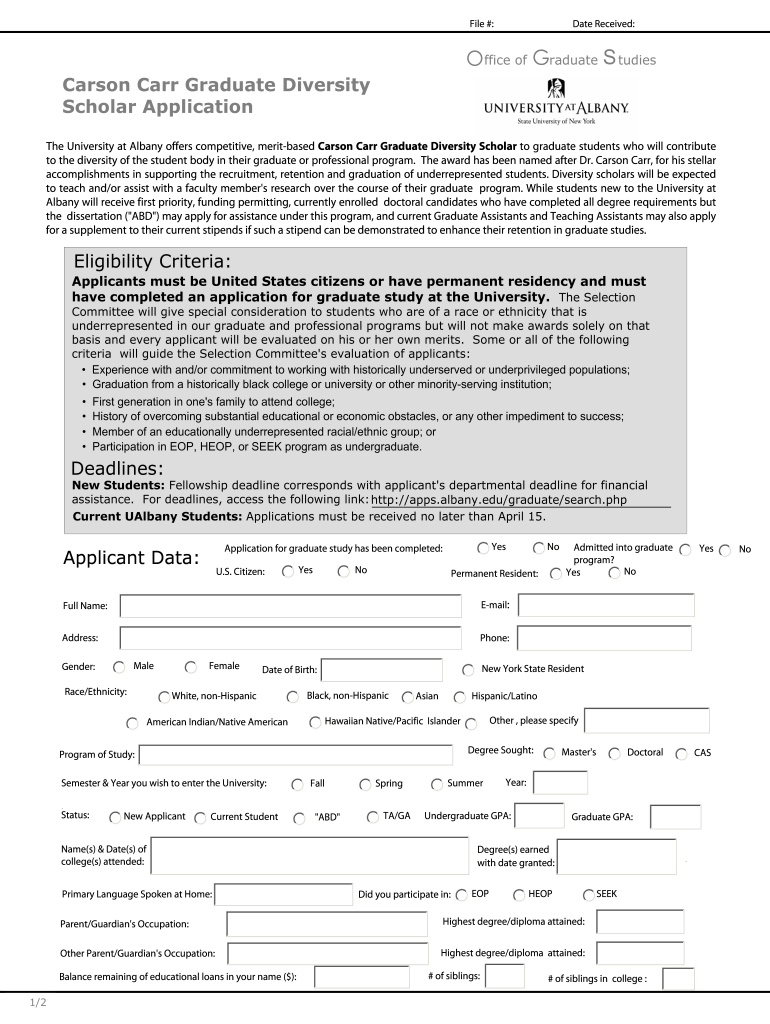 Carson Carr Diversity Fellowship  Form