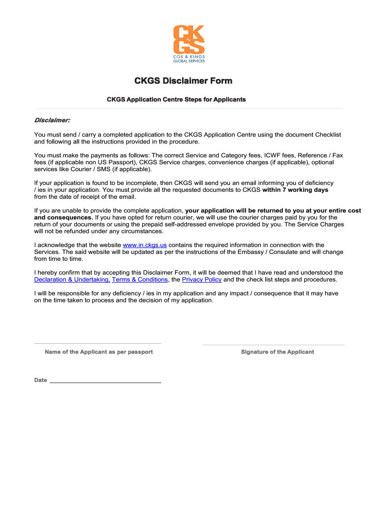 Get and Sign Ckgs Disclaimer Form 