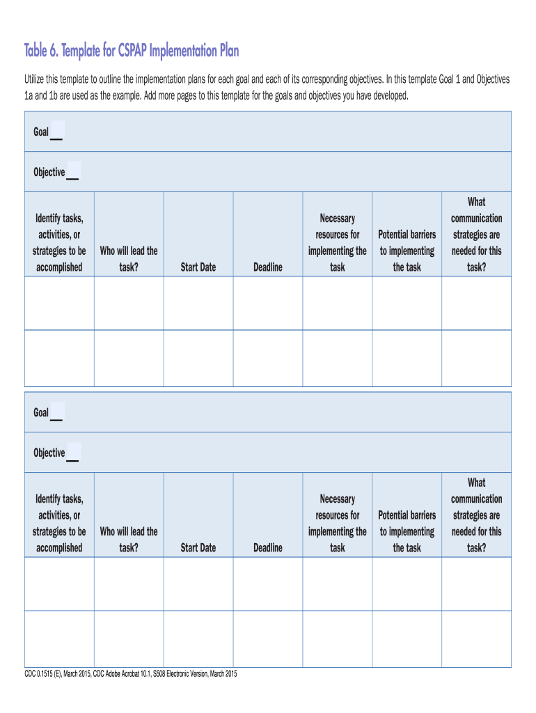Sample Table of Implementation Plan a Trsuting Partnership with the Family  Form