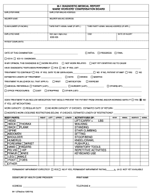 M1 Diagnostic Medical Report Maine  Form