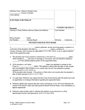 1c Petition of Elective Share CLEAN Colorado Bar Association Cobar  Form