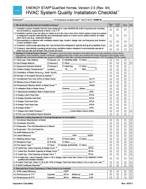  Hvac Installation Checklist PDF 2011-2024