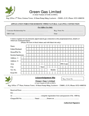 Green Gas Lucknow Online Registration  Form