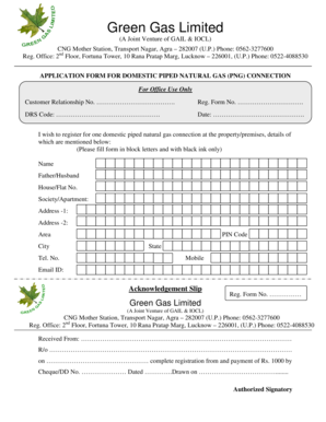 Green Gas Agra Online Registration  Form