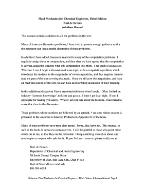 Fluid Mechanics for Chemical Engineers Noel De Nevers 3rd Edition PDF  Form