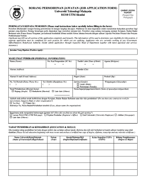 Borang Permohonan Jawatan Utm  Form