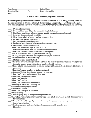 Amen Adult General Symptom Checklist  Form