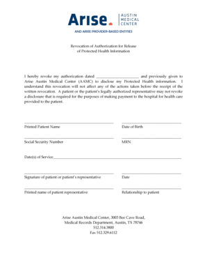 Sample Letter Revoking HIPAA Authorization  Form