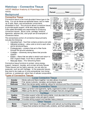 Histology Connective Tissue Haspi Answers  Form
