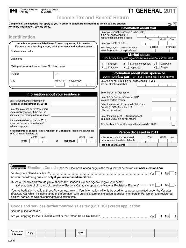 Income Tax and Benefit Return T1 GENERAL  All in One Index  Form