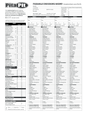 Pita Pit Menu PDF  Form