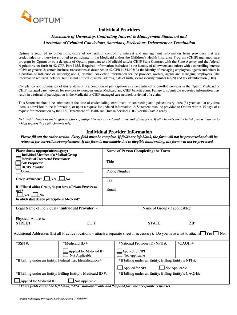  Individual Provider Disclosure Form Provider Express 2015