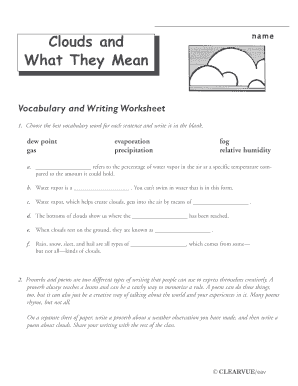 Clouds Worksheet 1 Outdoored Rbe Sk  Form