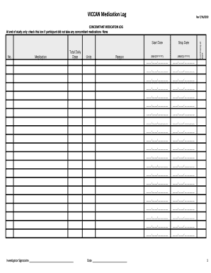 Concomitant Medication Log  Form