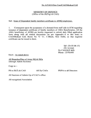 Medical Dependent Certificate  Form