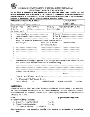 Gju Revaluation Form Online