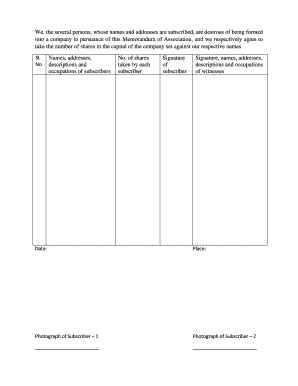 Subscriber Sheet for Company in Word Format