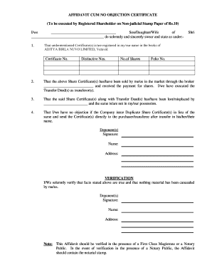 Noc Affidavit Format