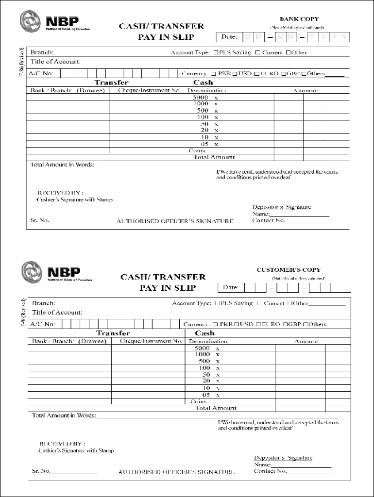 National Bank Slip  Form