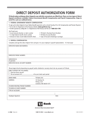 Td Bank Direct Deposit Form PDF