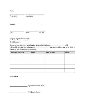 Firearm Gift Letter Template  Form