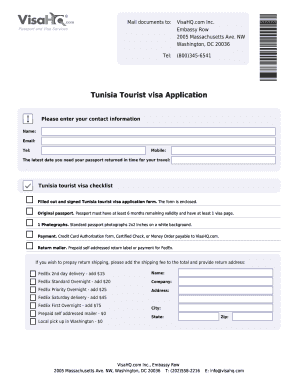 Tunisian Tourist Visa Form