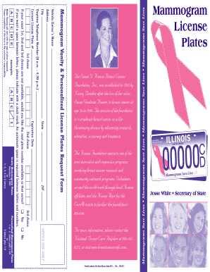 Mammogram License Plates CyberDrive Illinois  Form