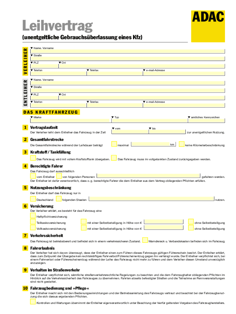 Leihvertrag  Form