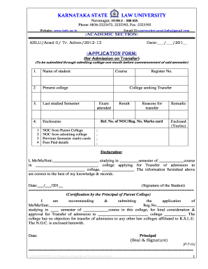 Kslu Transfer Form