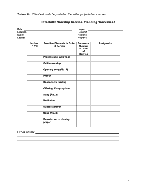 Interfaith Worship Service Template  Form