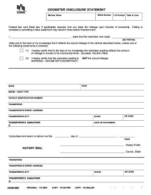 Odometer Disclosure Statement  Form