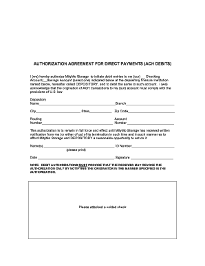Authorization Agreement Contract  Form