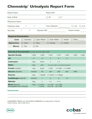 Chemstrip Urinalysis Report Form