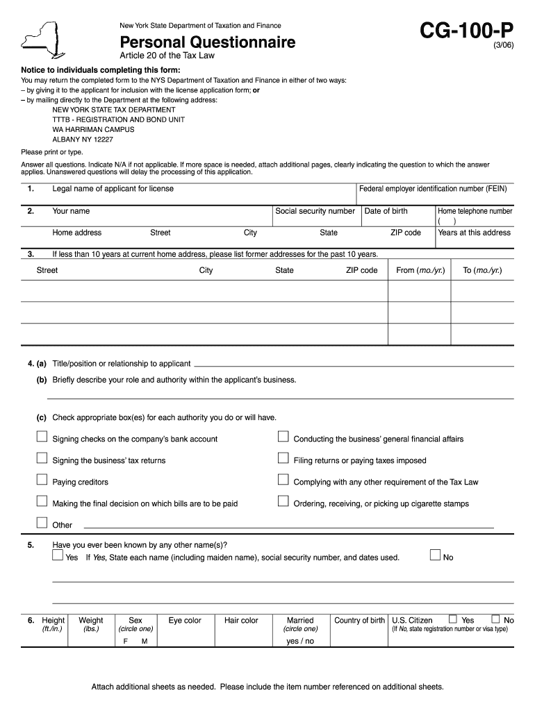 Cg 100 P  Form