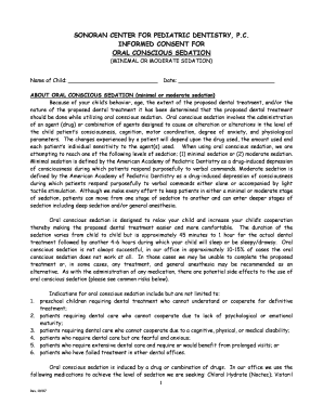 Oral Conscious Sedation Informed Consent Form