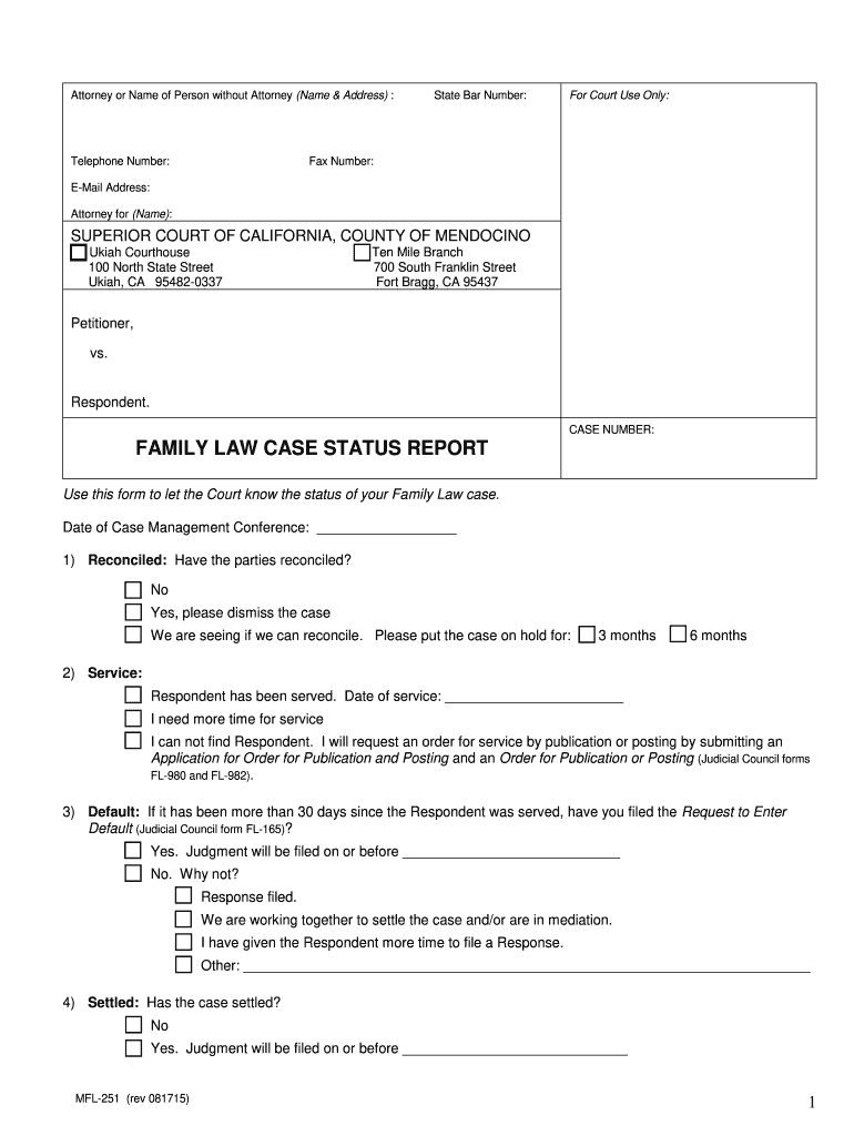  MFL 251  FL Case Status Reportdoc  Mendocino Courts Ca 2013