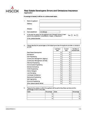 Hiscox Real Estate E O Application Fill Out And Sign Printable Pdf Template Signnow