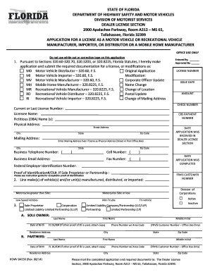 Florida License Manufacturer  Form