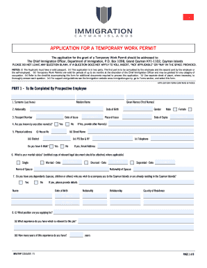 Cayman immigration forms