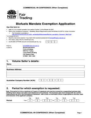 Biofuels Mandate Exemption Application Form Fair Trading Fairtrading Nsw Gov